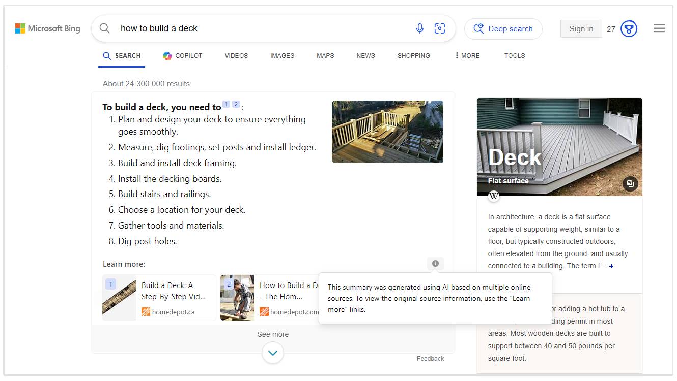 bing ai in serp